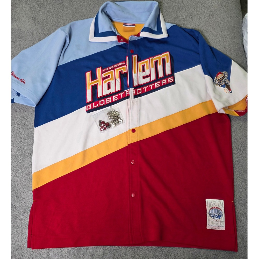Platinum FUBU Mens 3XL Harlem Globetrotters Jersey Red Blue Colorblock READ!
